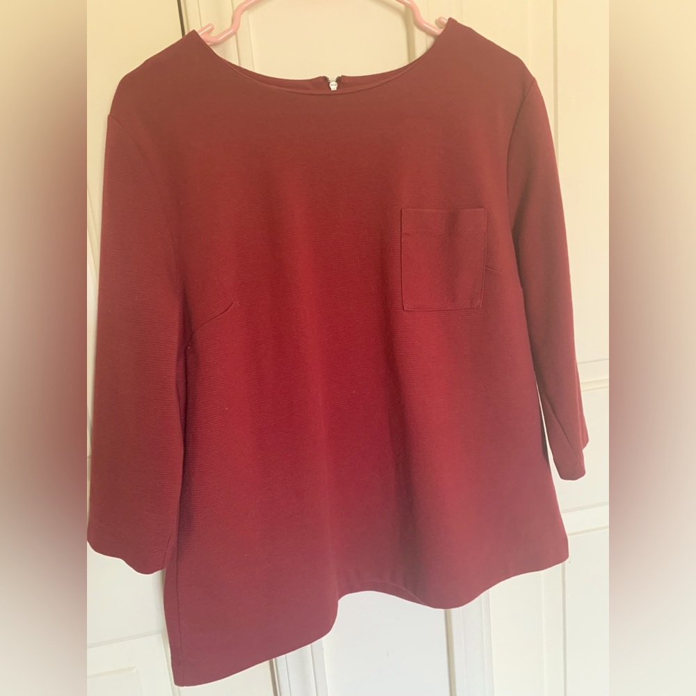 Maroon/Burgundy Quarter Sleeve Blouse